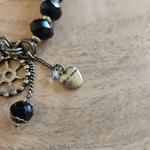 Betsey Johnson Black Bead Charm Bracelet with Pink and Yellow Accents - Picture 3 of 5